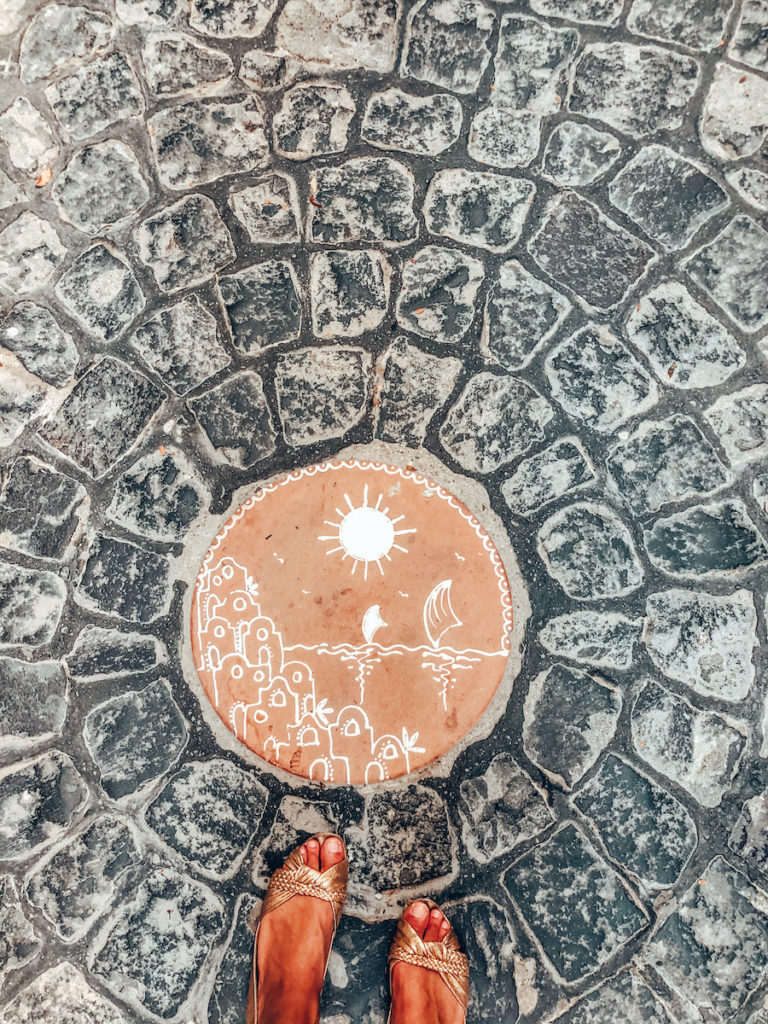 decorative tiles on the ground in Vietri sul Mare