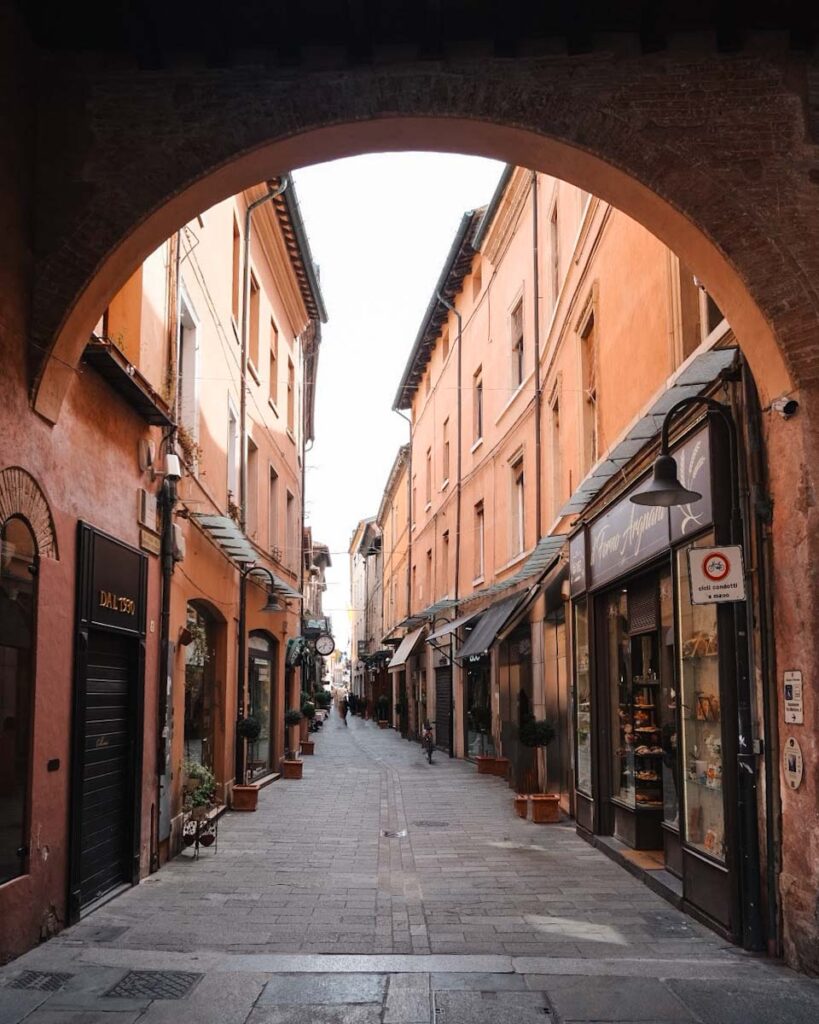 ravenna, italy street with arched walkway