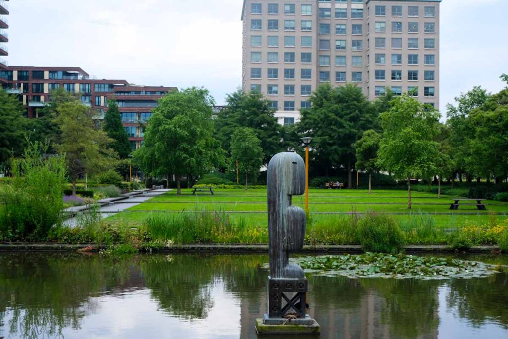 Amstelveen lake view with buildings behind