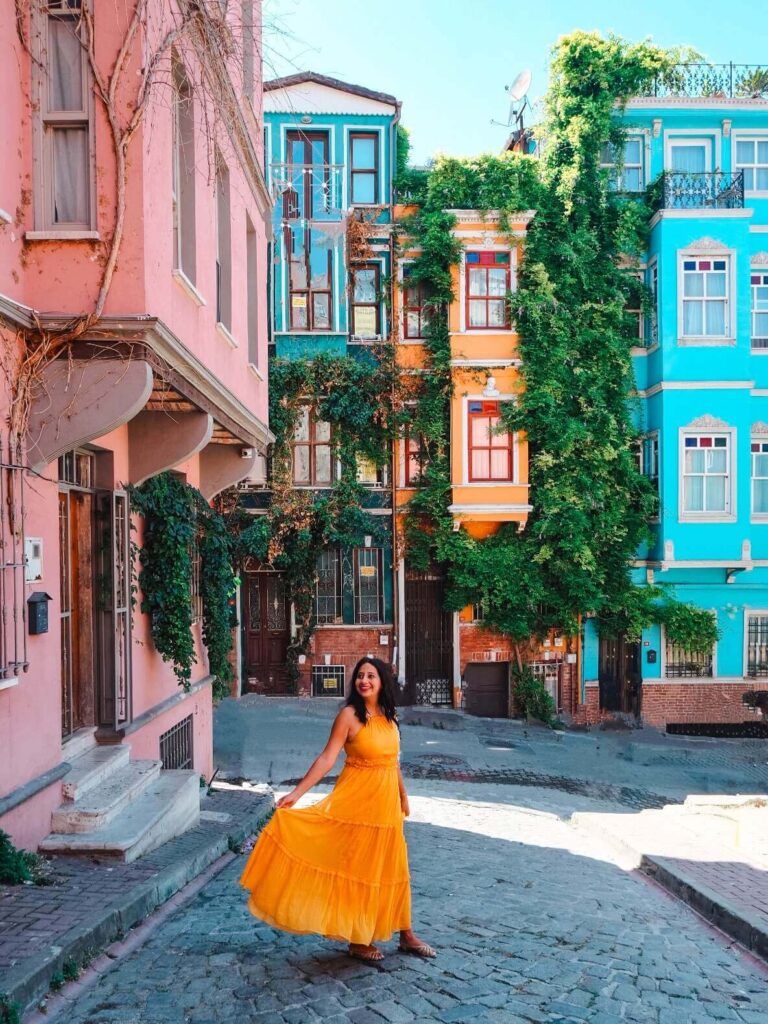 colored buildings of Balat in Istanbul 
