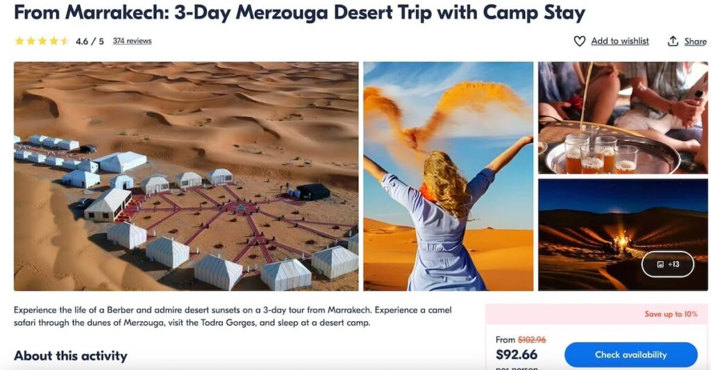 From Marrakech: 3-Day Merzouga Desert Trip with Camp Stay