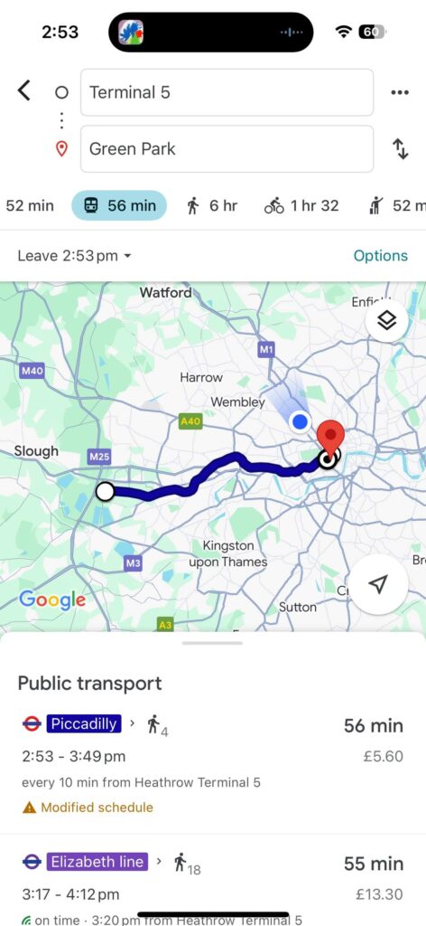 how to get to central London from Heathrow Airport on a budget