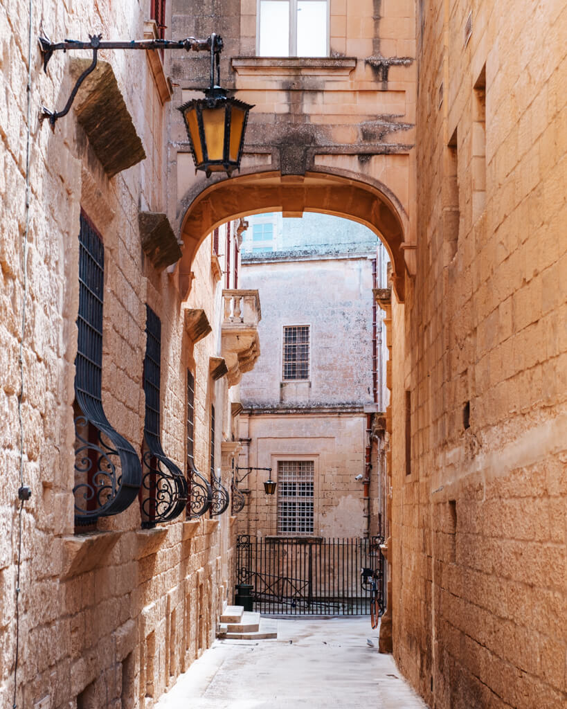 pretty streets in Mdina Old City of Malta 