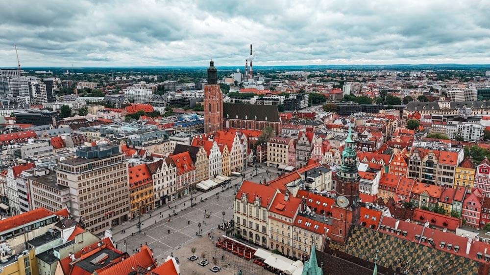 is wroclaw worth visiting drone shot of wroclaw old town