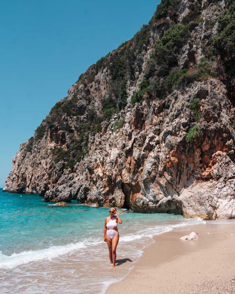 female at a beach in Himare