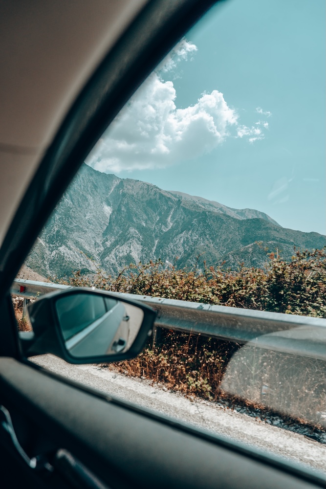 driving Llogara Pass in albania