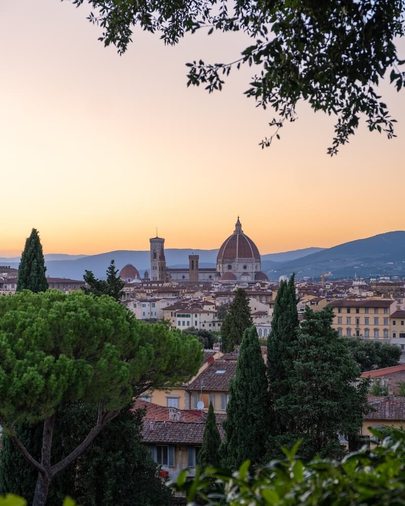 Sunset at Piazzale Michelangelo view from Giardino della rose