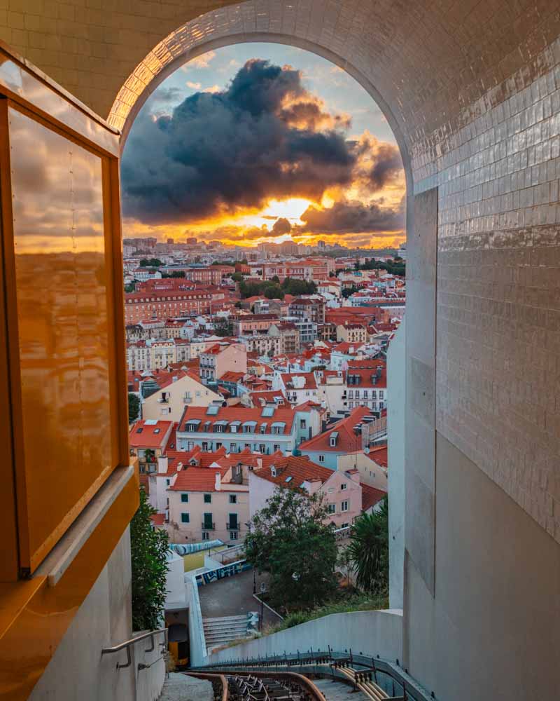 Funicular da Graça sunset in lisbon