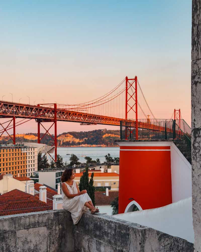 Miradouro de Santo Amaro view of bridge in Lisbon