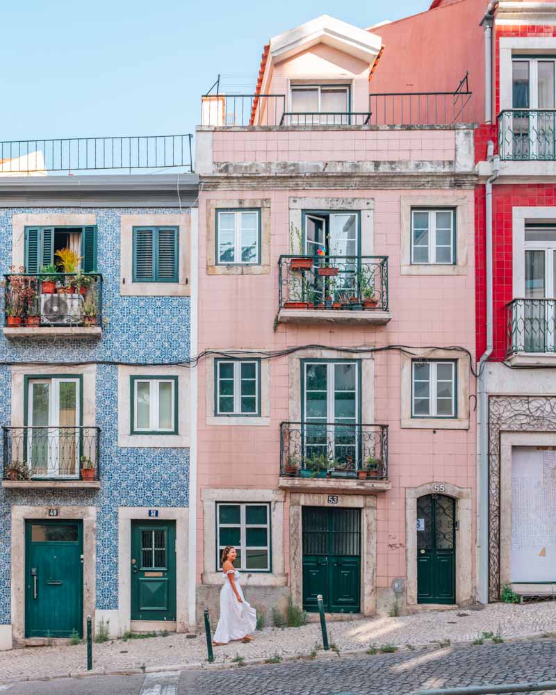 Colorful Buildings on R. do Telhal in Lisbon