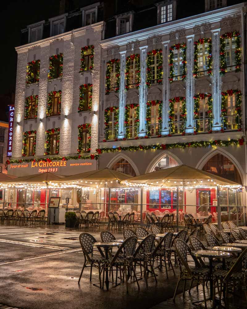 buildings with christmas lights in lille